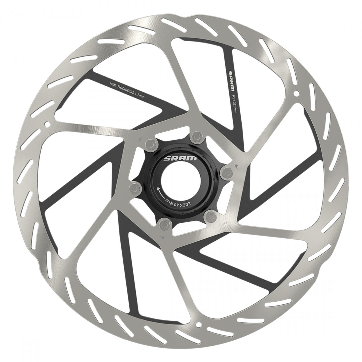 BRAKE PART SRAM DISC ROTOR HS2 CL ROUNDED w/LOCKRING SL/BK