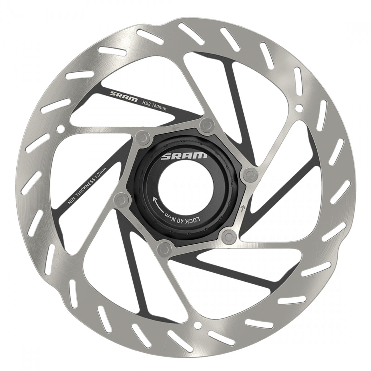 BRAKE PART SRAM DISC ROTOR HS2 CL ROUNDED w/LOCKRING SL/BK