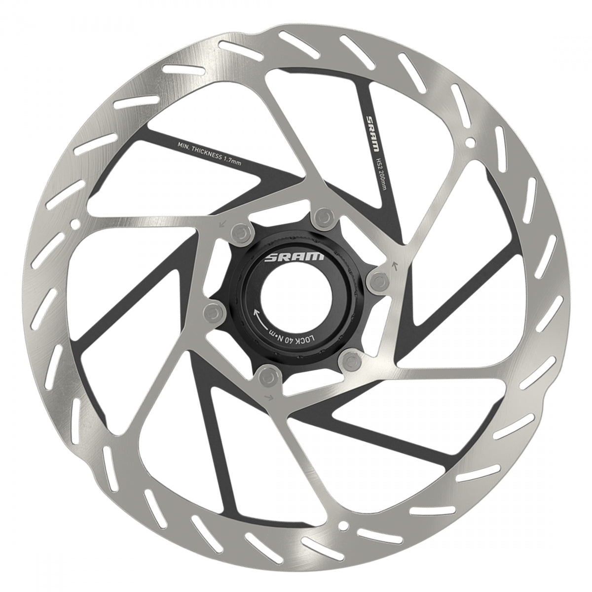 BRAKE PART SRAM DISC ROTOR HS2 CL ROUNDED w/LOCKRING SL/BK