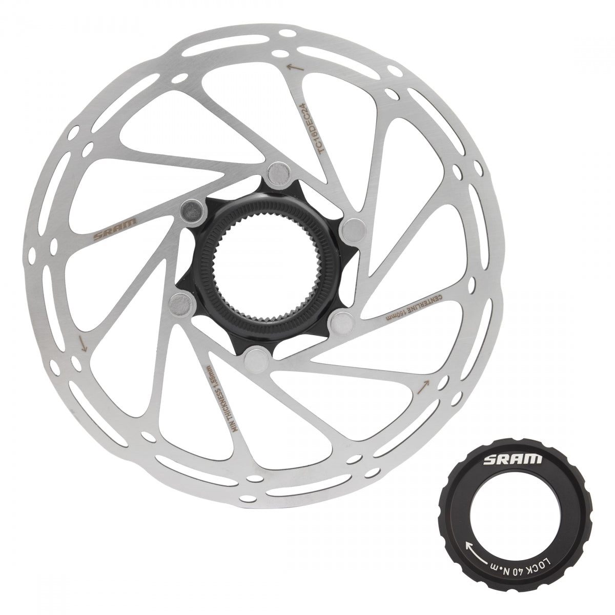 BRAKE PART SRAM DISC ROTOR C-LINE CL ROUNDED w/LOCK RING SL/BK