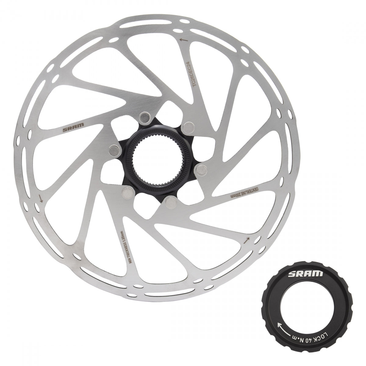 BRAKE PART SRAM DISC ROTOR C-LINE CL ROUNDED w/LOCK RING SL/BK