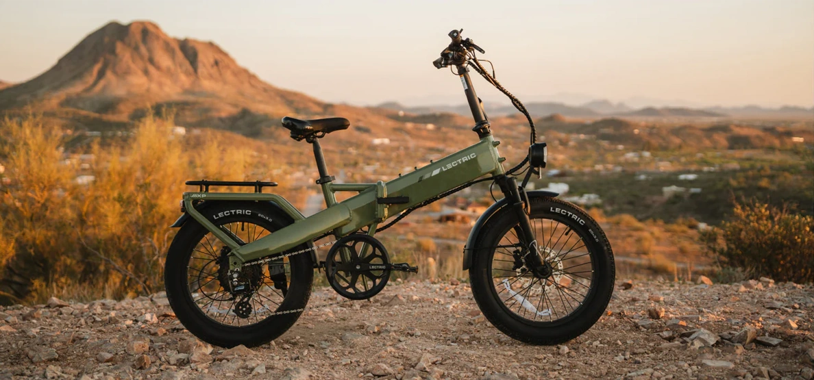 A Lectric eBike photographed in the desert 