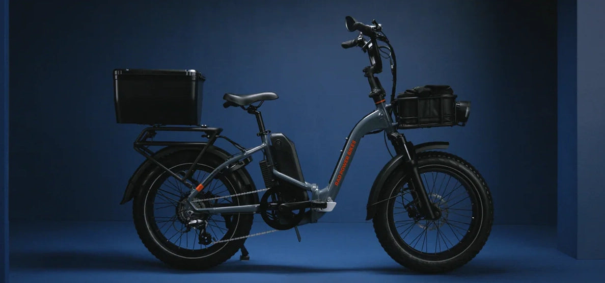 A Rad Power Bikes eBike against a blue background